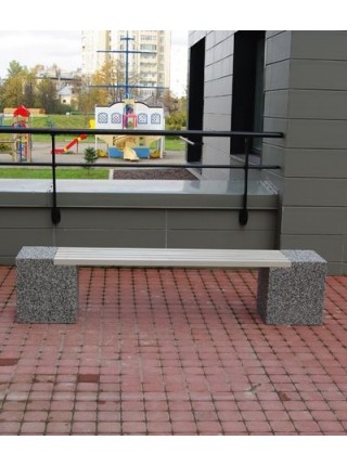 Скамейка бетонная без спинки Евро-2 в комплекте с урной.